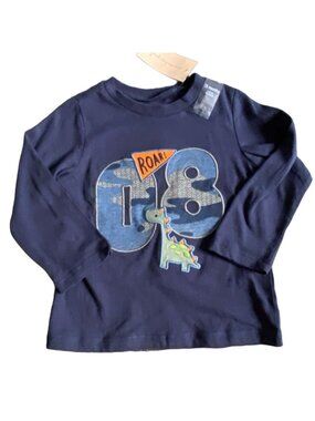 First Impressions Infant/Toddler Boys Long Sleeve 'Dinosaur' Shirt-Blue-18M-NWT